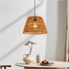 DORESshop 3-Pack1-Light Farmhouse Boho Pendant Light with Natural Woven Shade No Bulbs Included for Dining Room or Entryway - 3 of 4