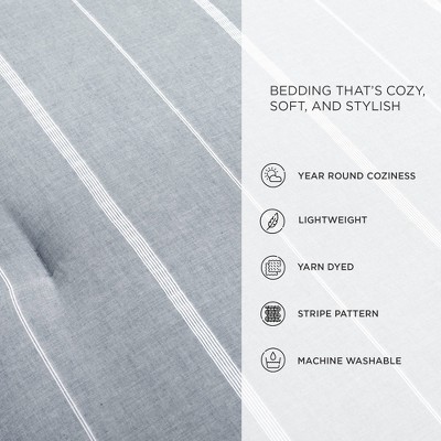 King Blue and Off-White Cotton Striped Comforter Set