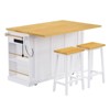 PDTEND Large Kitchen Island with 2 Bar Stools, Power Outlet, Door Internal Storage Rack, Rolling Kitchen Storage Cart - 4 of 4