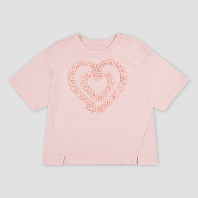 Levi's® Girls' Short Sleeve Boxy 'Heart' T-Shirt - Light Pink