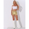 INSPIRE CHIC Women's Mid Rise Solid Sparkle Sequin Zipper Shorts - 4 of 4