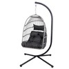 Grungis Egg Hanging Swing Chair Outdoor with Stand,Patio Hammock Wicker Swinging Chair for Garden Yard Bedroom - 4 of 4