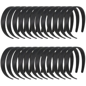 Genie Crafts 24 Pack Black Headbands for Women - 1 Inch Wide Non-slip Satin Headband for DIY (4.8 x 5.75 x 1") - 1 of 4