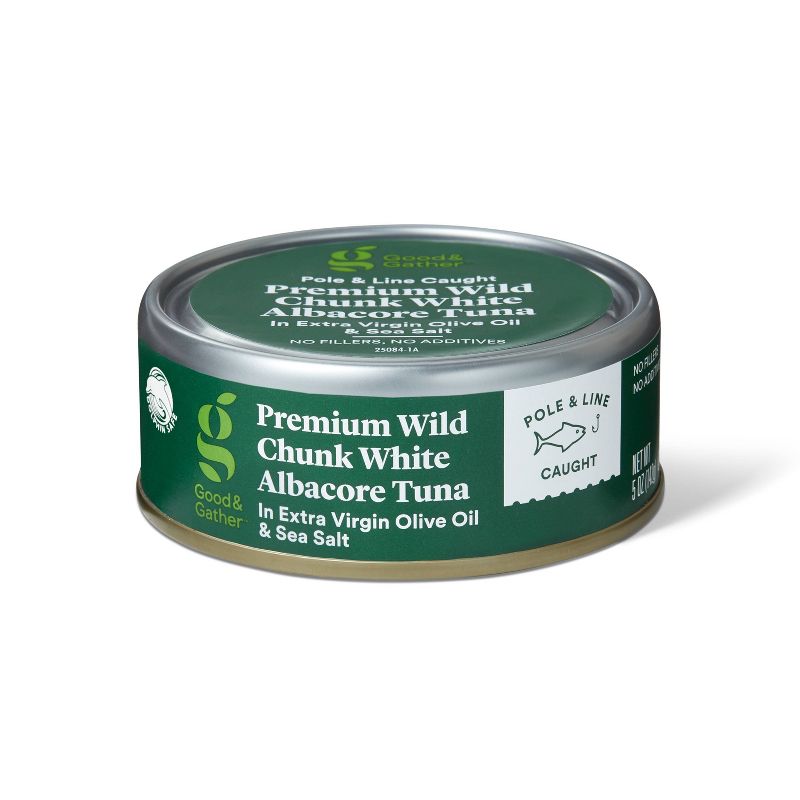 Premium Wild Albacore Chunk White Tuna in Extra Virgin Olive Oil and Sea Salt - 5oz - Good &#38; Gather&#8482;, 1 of 4