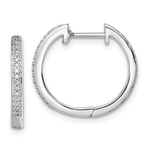 Black Bow Jewelry 1/10 Carat Diamond Round Hoop Hinged Earrings in Sterling Silver, 18mm - 1 of 4