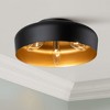 C Cattleya 3-Light Matte Black Finish Flush Mount Light with Painted Gold Inside - 2 of 4