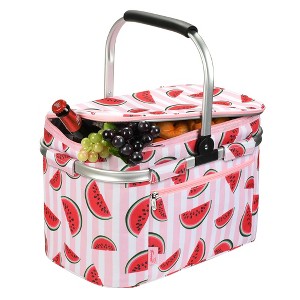 Tirrinia Large Insulated Picnic Basket, 34L Water Resistant & Leakproof Collapsible Portable Cooler Basket Set, with Free Foldable Grocery Bag - 1 of 4