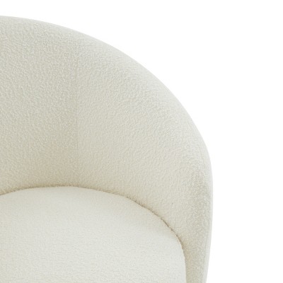 Danianna Beige Boucle Swivel Barrel Chair with Gold Base