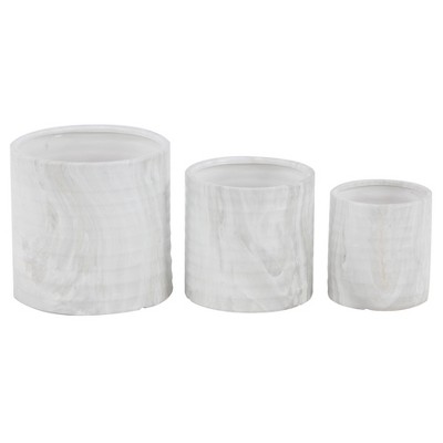 Set of 3 Contemporary Porcelain Planters White - Olivia & May