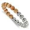 Chisel Stainless Steel Polished Beads and Cypress Wood Beaded Stretch Bracelet - 2 of 2