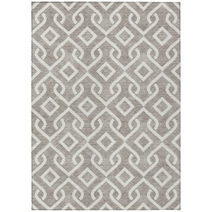 Taupe And Ivory Geometric Washable Indoor Outdoor Area Rug - 1 of 4