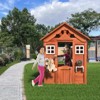 KWPZQEB Outdoor Game House for Kids, All Wooden Playhouse with 2 Windows & Flowerpot Holder, Cute Half-Open Door & Side Serving Station for Backyard - 2 of 4