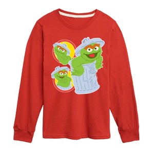 Boys' - Sesame Street - Oscar Trash Can -Toddler and Youth Long Sleeve T-Shirt Long Sleeve Graphic T-Shirt - 1 of 3