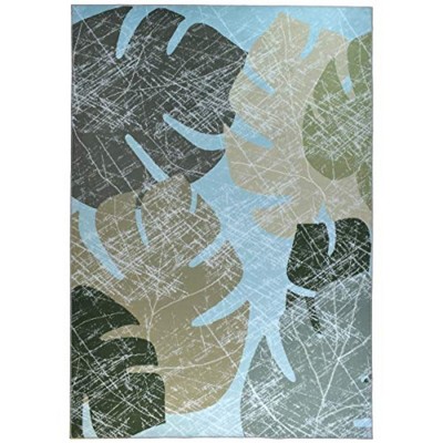 Homefires Faded Tropical Leaves Indoor Rug Only – Soft, Stylish Accent Rug with Botanical Design – Perfect for Living Room or Bedroom