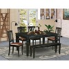 HomeStock 6-Piece Rectangle Black Finish Solid Wood Top dining Table with 1 Bench and 4 Chairs - 2 of 4