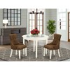 HomeStock 3-Piece White Finish Round Solid Wood Top Dining Table Set - 2 of 4
