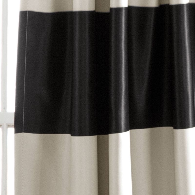 2pk 52&#34;x84&#34; Light Filtering Montego Striped Curtain Panels Off White/Black - Lush D&#233;cor, 4 of 8