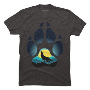 Men's Design By Humans Wolf's paw. The wolf and the moon By ArtistDreams T-Shirt - 1 of 4