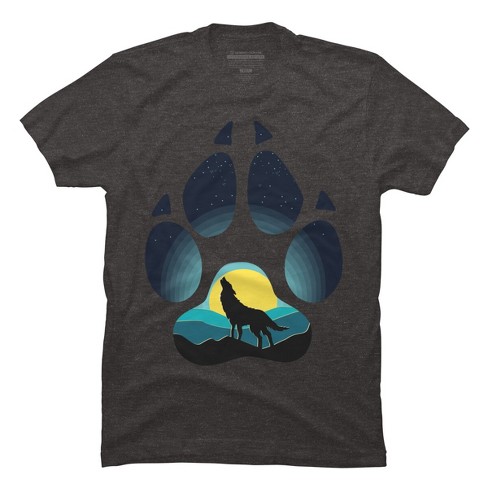 Men's Design By Humans Wolf's Paw. The Wolf And The Moon By ...