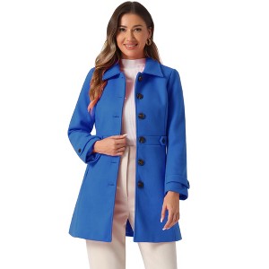 INSPIRE CHIC Women's Winter Classic Single Breasted Outwear Overcoat with Pockets - 1 of 4