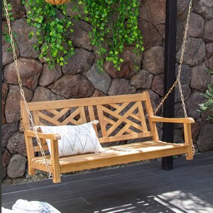 Cambridge Casual Rocca Outdoor Teak Wood Porch Swing - 1 of 4