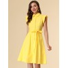 Allegra K Women's Cotton Ruffled Cap Sleeve Tie Waist Button Casual Office Shirt Dress - 4 of 4