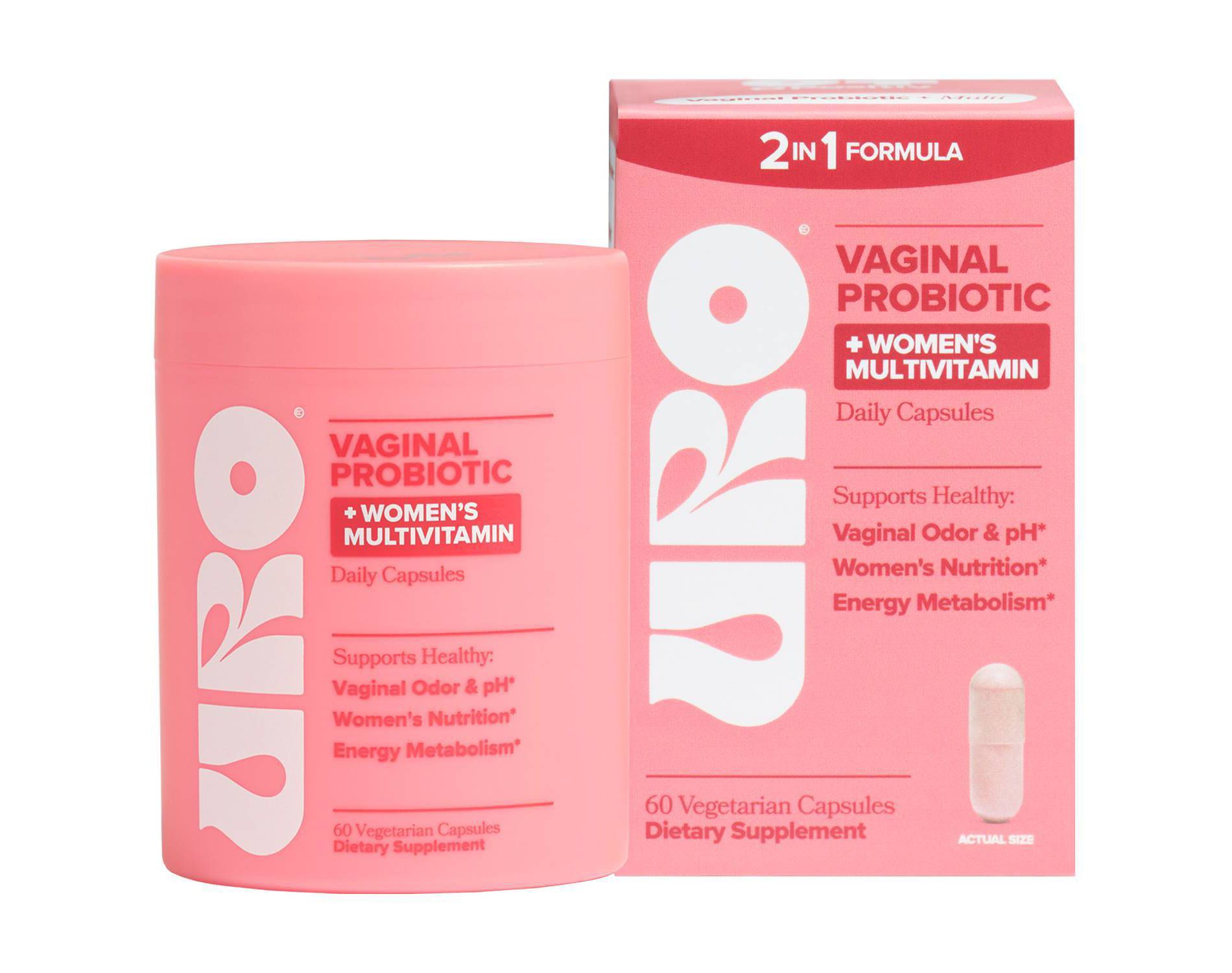 O Positiv URO Vaginal Probiotic + Women's Multivitamin Capsules for Vaginal Health and Full Body Support - 60ct