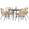 vidaXL Patio Dining Set with Cushions Outdoor Dining Furniture Poly Rattan Glass - Brown 31.5" x 31.5" x 29.1" 4 Piece - 2 of 4