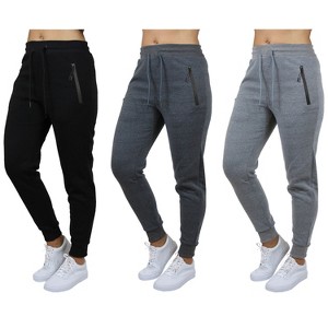 Galaxy By Harvic Pro Star Women's Loose Fit Fleece Lined Joggers-3 Pack - 1 of 4