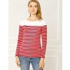 INSPIRE CHIC Women's Color Block Round Neck Long Sleeves Striped Basic T-Shirt - 3 of 4
