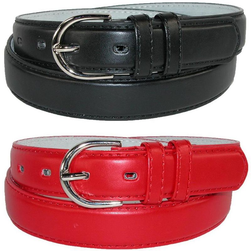 CTM Women's Leather 1 1/8 Inch Dress Belt (Pack of 2 Colors), 1 of 3