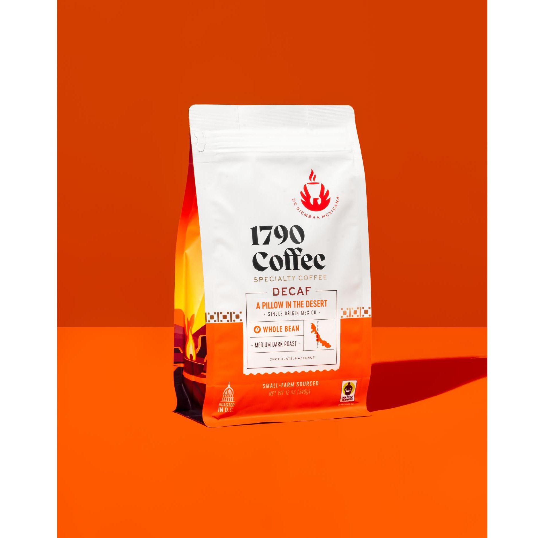 1790 Coffee A Pillow in the Desert Decaf Medium-Dark Roast Whole Bean Coffee - 12oz