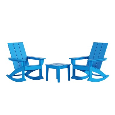 WestinTrends 3 Piece Set Outdoor Modern Rocking Chairs with Square Side Table