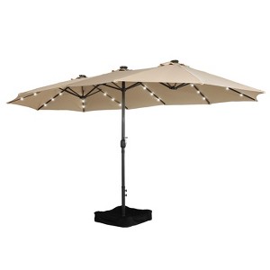 CASAINC 15 ft Double-Side Market Umbrella with Solar Powered Lights and with Base - 1 of 1
