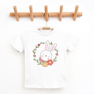 The Juniper Shop Easter Bunny Flower Wreath Youth Short Sleeve Tee - 1 of 2