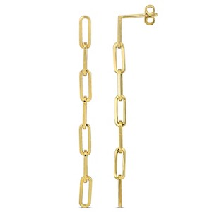 EVERLY JEWELRY | 14k Yellow Gold Paperclip Link Drop Earrings - 1 of 4