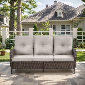 Gymojoy Outdoor 3-Seat Sofa PE Wicker Sofa Patio Sofa Couch - 1 of 4