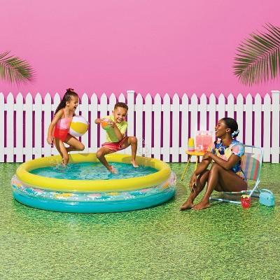 Condition photo showing As Is for 11.33'' x 11.33'' x 4.4'' 3 ring pool shark 105 galton round kiddie pool - sun squad™