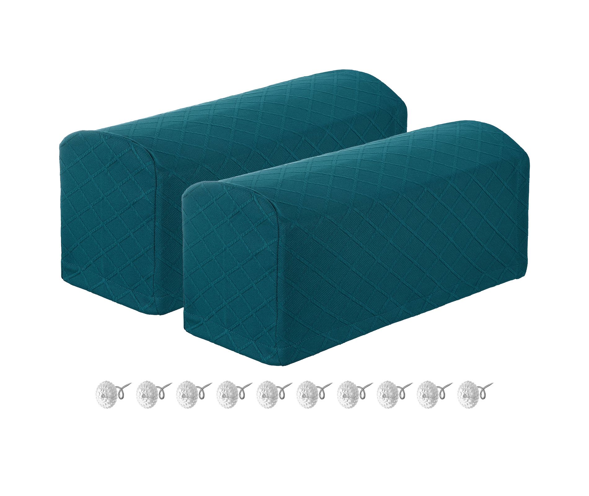 Unique Bargains Non Slip Scratch Resistant Soft Armchair Slipcovers with Twist Pins 2 Pcs Blue