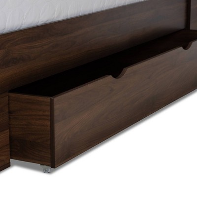Modern Tristan Walnut Brown Queen Platform Bed with Storage