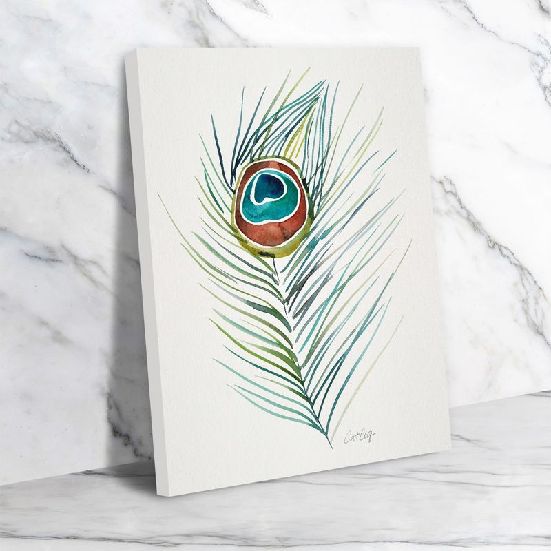 Americanflat Minimalist Botanical Peacock Feather Original By Cat Coquillette Canvas, 4 of 10