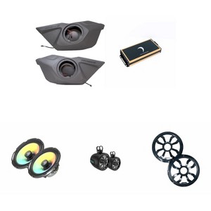 Diamond Audio '20-24 RZR Pro Upgrade Bundle - front door speakers, 10" tower speakers, and amp - RZ5-DF65U, HXM65F4, POD10F4B, Micro84U - 1 of 4