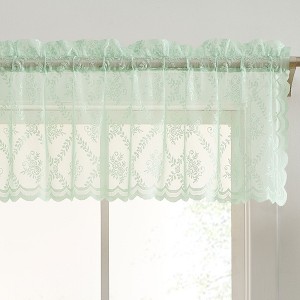HLC.ME Isabella Floral Rod Pocket Lace Sheer Short Valance for Small Windows, Kitchen and Bathroom - 1 of 4