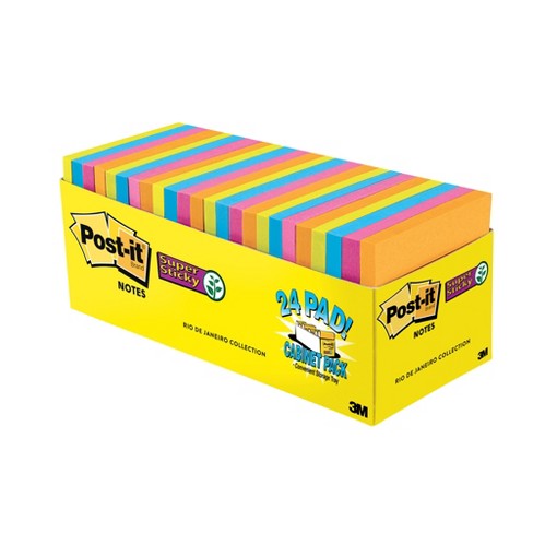 Post-it Sticky Notes Cabinet Pack, 3 X 3 Inches, Energy Boost Colors, 24  Pads With 70 Sheets : Target