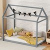 CAVINAS Twin Size House-Shaped Roof Wooden Bed Frame,Modern Floor Bed for Kids Room,Bedroom - 2 of 4