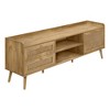 72" Wood Leg TV Stand with Storage Cabinet, Media Entertainment Center with Walnut Laminate, Rattan-Panel Drawers, and Open Shelf - 2 of 4