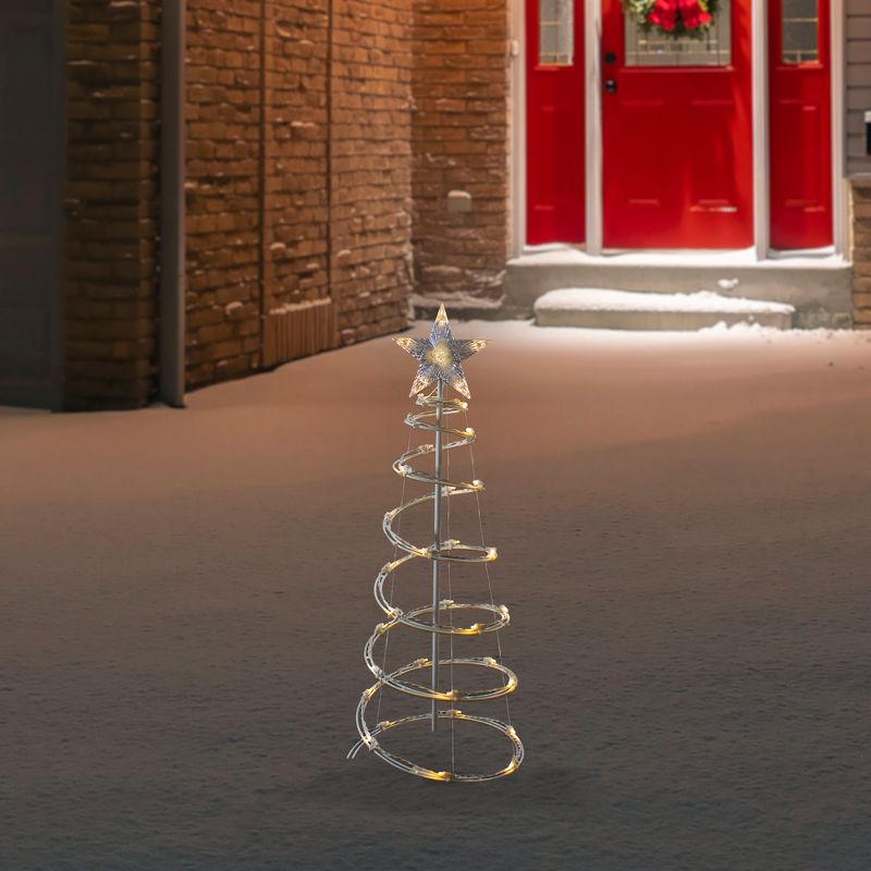 Northlight 3ft LED Lighted Spiral Cone Tree Outdoor Christmas Decoration, Warm White Lights, 2 of 5