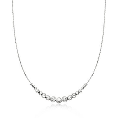 Ross-Simons Italian 3-6mm Sterling Silver Diamond-Cut Bead Station Necklace
