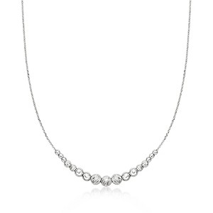 Ross-Simons Italian 3-6mm Sterling Silver Diamond-Cut Bead Station Necklace - 1 of 3