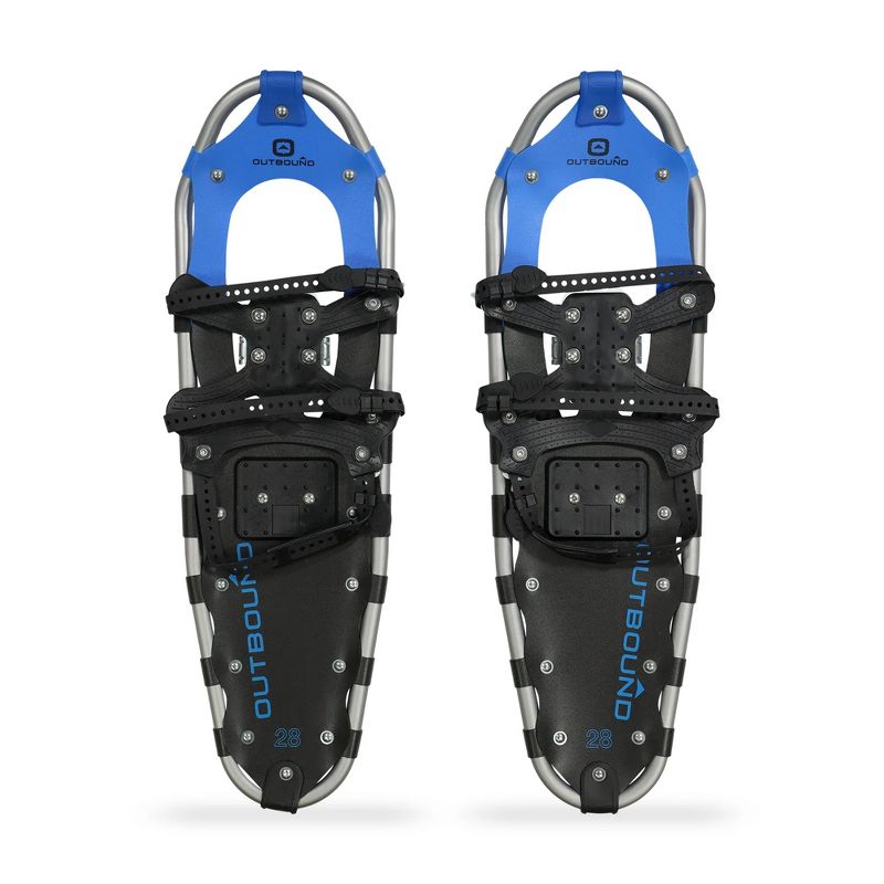 Outbound Men & Women's Lightweight 30 x 8" Adjustable Aluminum Frame Snowshoes with Posi Lock Binding for Secure Fit, Glove Like Binding, Black/Blue, 1 of 6